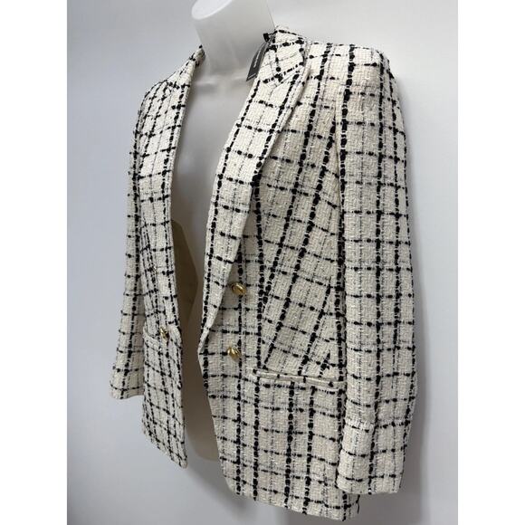 EXPRESS Women's Houndstooth Plaid TweedCustom Fit Boyfriend Blazer Size XS - Picture 5 of 10
